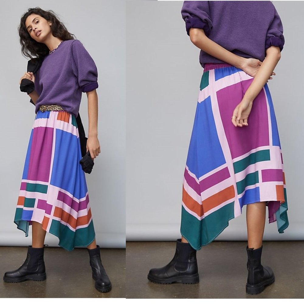 anthropologie Tiana Colorblocked Midi Skirt new with tag XS